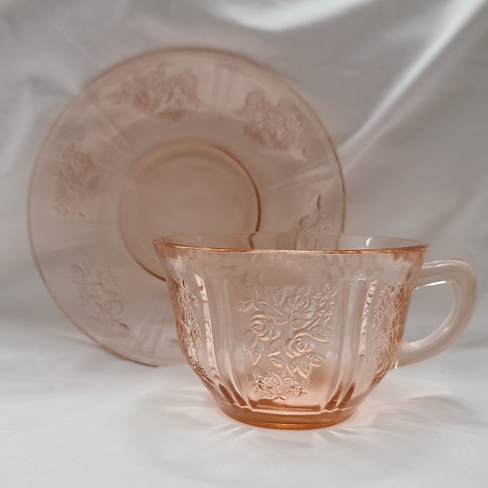 1930's Cup & Saucer Set in 'Sharon Pink' Roses